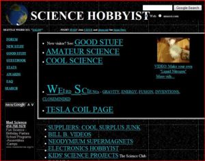 Screenshot for Science Hobbyist Website