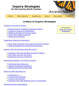 Screenshot for Inquiry Strategies for the Journey North Teacher
