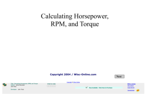 Screenshot for Calculating Horsepower, RPM, and Torque