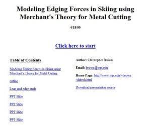 Screenshot for Modeling Edging Forces in Skiing using Merchant's Theory for Metal Cutting