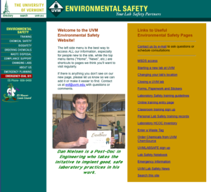 Screenshot for University of Vermont Environmental Safety