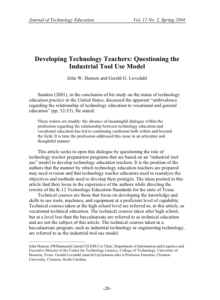 Screenshot for Developing Technology Teachers: Questioning the Industrial Tool Use Model