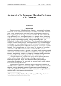Screenshot for An Analysis of the Technology Education Curriculum of Six Countries