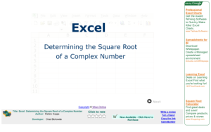 Screenshot for Excel: Determining the Square Root of a Complex Number