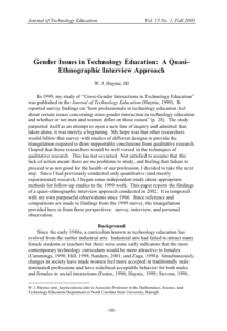 Screenshot for Gender Issues in Technology Education: A Quasi- Ethnographic Interview Approach