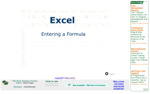 Screenshot for Excel: Entering a Formula