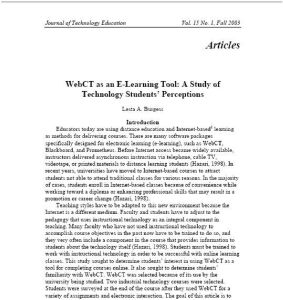 Screenshot for WebCT as an E-Learning Tool: A Study of Technology Students' Perceptions