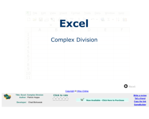 Screenshot for Excel: Complex Division