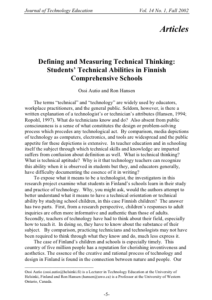 Screenshot for Defining and Measuring Technical Thinking: Students' Technical Abilities in Finnish Comprehensive Schools