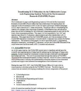 Screenshot for Transforming K-12 Education via the Collaborative Large-scale Engineering Analysis Network for Environmental Research (CLEANER) Project