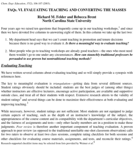 Screenshot for FAQs-6: Evaluating Teaching and Converting the Masses