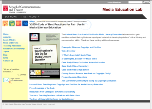 Screenshot for Code of Best Practices in Fair Use for Media Literacy Education