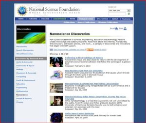 Screenshot for National Science Foundation's Nanoscience Discoveries