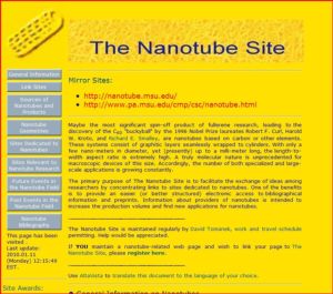 Screenshot for The Nanotube Site