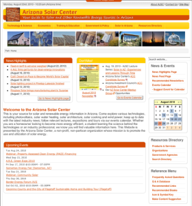 Screenshot for Arizona Solar Center Homepage