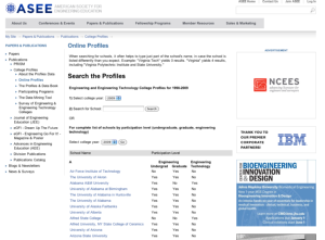 Screenshot for Online Profiles of Engineering and Engineering Technology Colleges