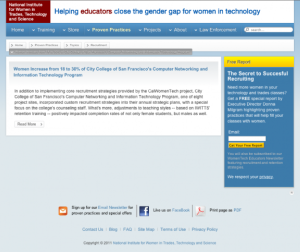 Screenshot for Women Increase from 18 to 30% of City College of San Francisco's Computer Networking and Information Technology Program