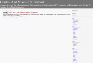Screenshot for Gordon and Mike's ICT Podcast: NSF, NAS, etc and the SMET Pipeline