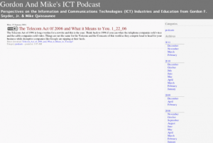 Screenshot for Gordon and Mike's ICT Podcast: The Telecom Act 0f 2006 and What it Means to You