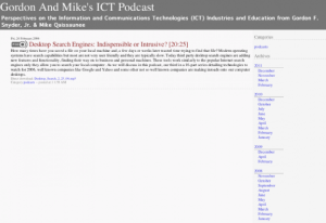 Screenshot for Gordon and Mike's ICT Podcast: Desktop Search Engines: Indispensible or Intrusive?