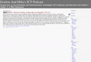 Screenshot for Gordon and Mike's ICT Podcast: RFID - Bovine Jewelry or Barcodes on Steroids?