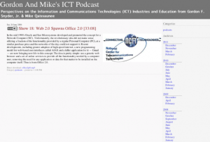 Screenshot for Gordon and Mike's ICT Podcast: Web 2.0 Spawns Office 2.0
