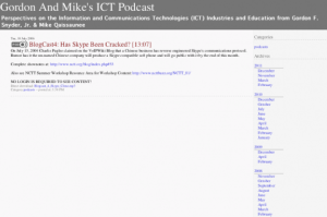 Screenshot for Gordon and Mike's ICT Podcast: BlogCast 4: Has Skype Been Cracked?