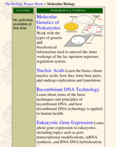 Screenshot for Molecular Biology Problem Sets and Tutorials