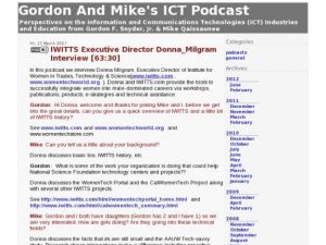 Screenshot for Gordon and Mike's ICT Podcast: IWITTS Executive Director Donna Milgram Interview