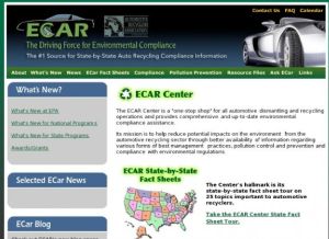 Screenshot for Environmental Compliance for Auto Recyclers (ECAR) home page