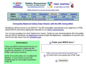 Screenshot for Demystify Material Safety Data Sheets with the MS-Demystifier