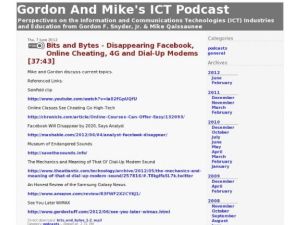 Screenshot for Gordon and Mike's ICT Podcast: Bits and Bytes - Disappearing Facebook, Online Cheating, 4G and Dial-Up Modems