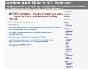 Screenshot for Gordon and Mike's ICT Podcast: Bits and Bytes - 4G LTE, Motorcycles made from Car Parts, and Bamboo Clothing