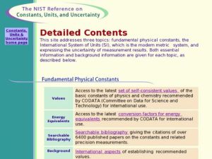 Screenshot for The NIST Reference on Constants, Units, and Uncertainty