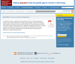 Screenshot for Spatial Skills: A Focus on Gender and Engineering