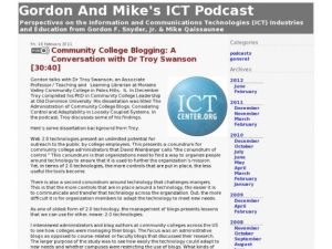 Screenshot for Gordon and Mike's ICT Podcast: Community College Blogging: A Conversation with Dr. Troy Swanson