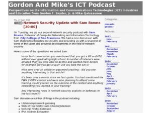 Screenshot for Gordon and Mike's ICT Podcast: Network Security Update with Sam Bowne