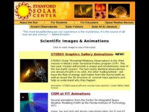 Screenshot for Stanford SOLAR Center: Scientific Images & Animations