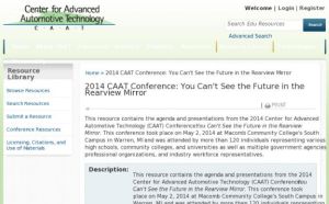 Screenshot for 2014 CAAT Conference: You Can't See the Future in the Rearview Mirror