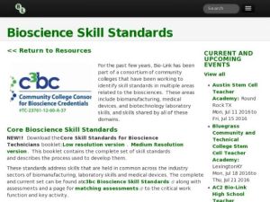 Screenshot for Biotechnology Skills Standards