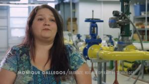 Monique Gallegos, a nuclear processing technician, is one of several women featured on a POWER Careers YouTube video.  