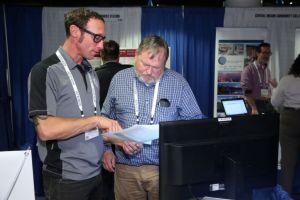 Community College Daily’s coverage of the 2018 ATE Principal Investigators’ Conference included this photo of Jim Pytel (on the left) at a showcase session sharing information about the flipped class materials he developed with NSF-ATE grant support. Pytel is an electro-mechanical technology instructor at Columbia Gorge Community College in Oregon. 