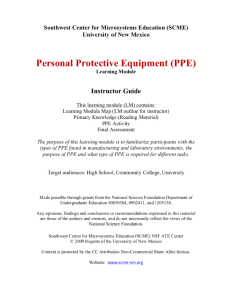 Screenshot for Personal Protective Equipment Learning Module