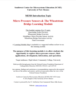 Screenshot for Micro Pressure Sensors and the Wheatstone Bridge Learning Module