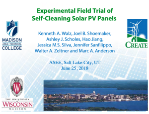 Screenshot for Experimental Field Trial of Self-Cleaning Solar PV Panels Presentation