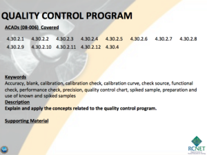 Screenshot for RCNET ACAD 08-006 Crosswalk: 4.30 Chemistry Technicians - Quality Control Program