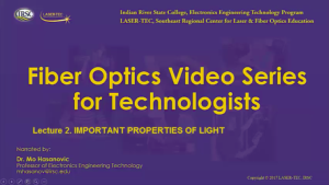 Screenshot for Lecture 3: Behavior of Light in Optical Fiber