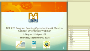 Screenshot for Mentor-Connect: NSF ATE Program Funding Opportunities & Mentor Connect Orientation Webinar 2016