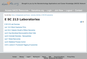 Screenshot for E SC 213: Materials in Nanotechnology Laboratory