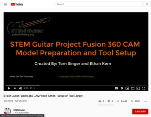 Screenshot for STEM Guitar Fusion 360 CAM Video Series: Setup of Tool Library (Part 1 of 3)